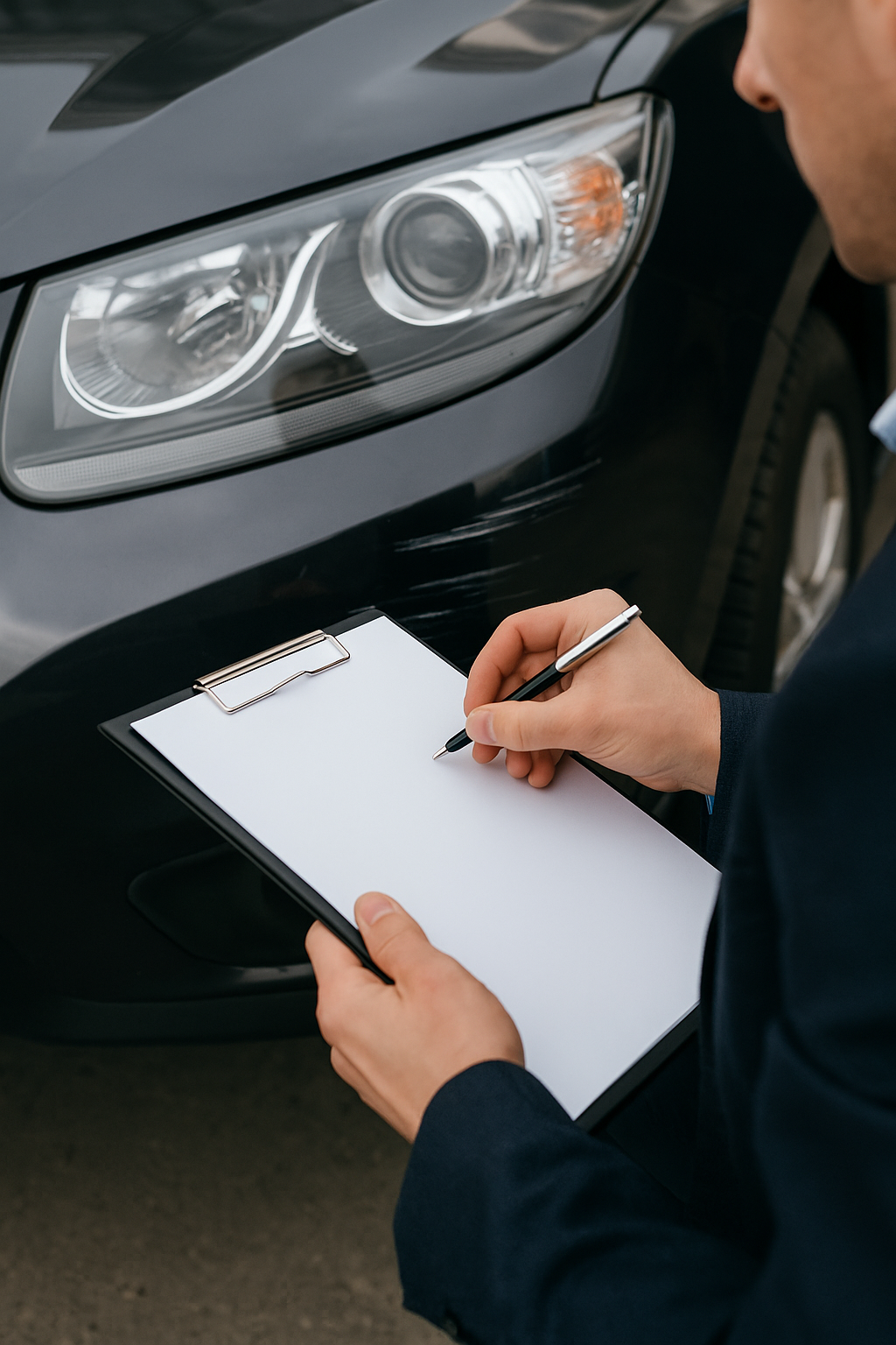 kostenvoranschlag Man untersucht Auto fuer Kostenvoranschlag