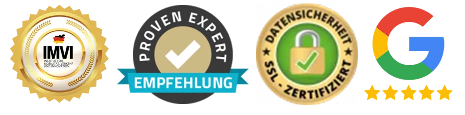 Zertifikate Zertifikate IMVI, Proven Expert und Google